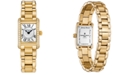 Frederique Constant Women's Swiss Classics Carree Diamond (3/8 ct. t.w.) Gold-Tone Stainless Steel Bracelet Watch 23mm